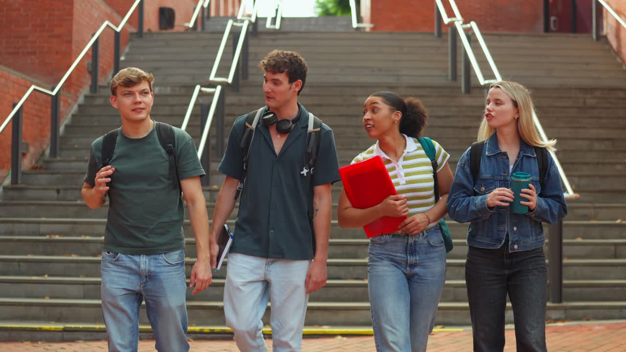 Students on Campus Stairs