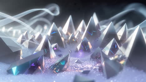 abstract crystal peaks in a sparkling winter landscape