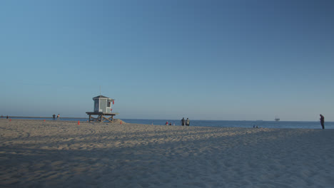 long shot of a lifeguard station