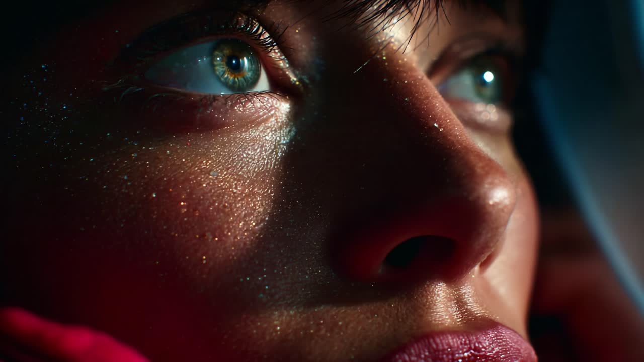 A Close-Up Exploration of Enigmatic Eyes: Capturing the Intensity and Depth of Emotion Through Striking Lighting and Detailed Textures in a Portrait Frame