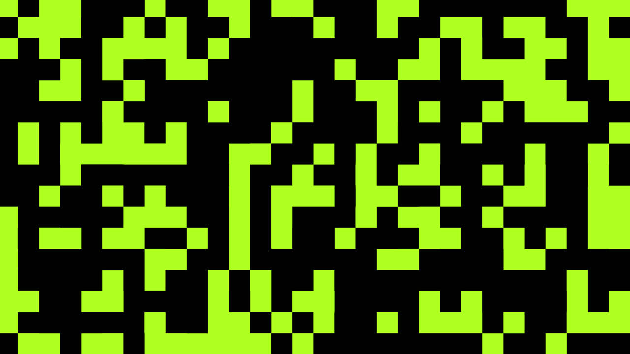 Abstract Pixelated Transition from Black to Green Screen