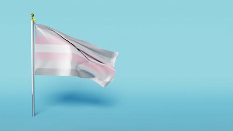 Vertikales-Video-Der-Transgender-Pride-Flagge,-Die-Vor-Blauem-Zeitlupenhintergrund-Flattert,-3d