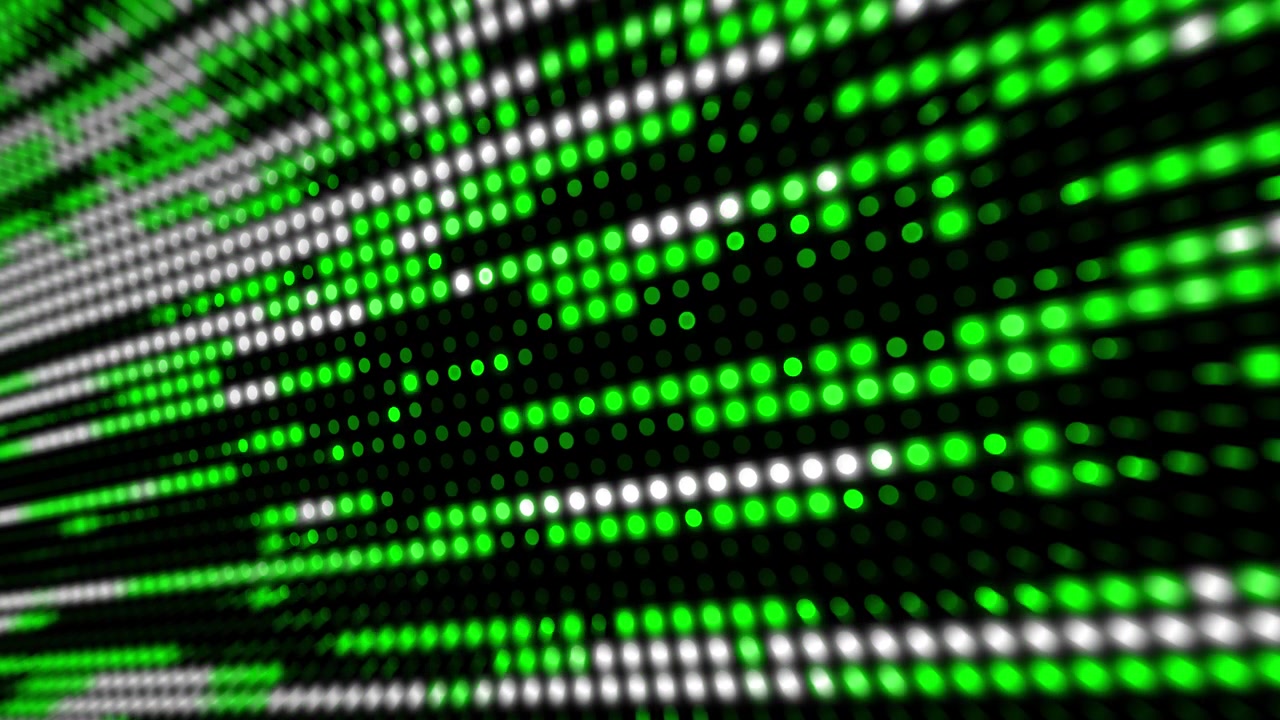 Abstract Digital Background with Glowing Green and White LED Dots