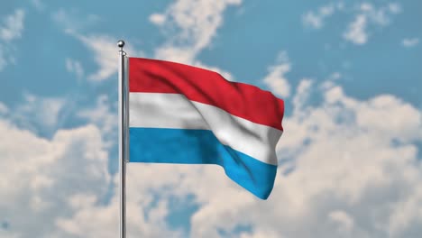 luxembourg flag waving in the blue sky realistic 4k video