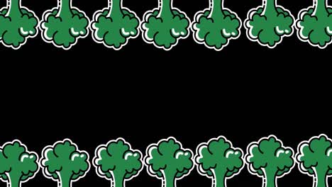 Animation-of-multiple-broccoli-icons-on-black-background