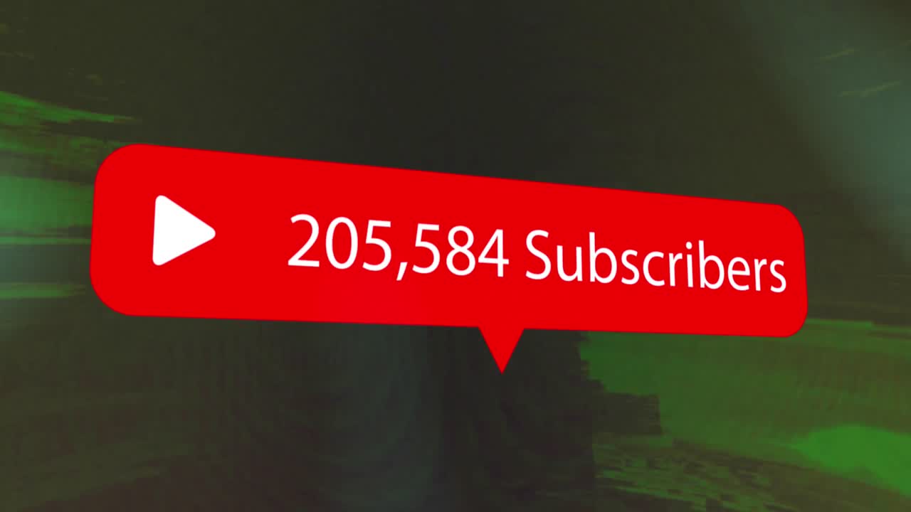 animação do número de assinantes texto sobre fundo escuro