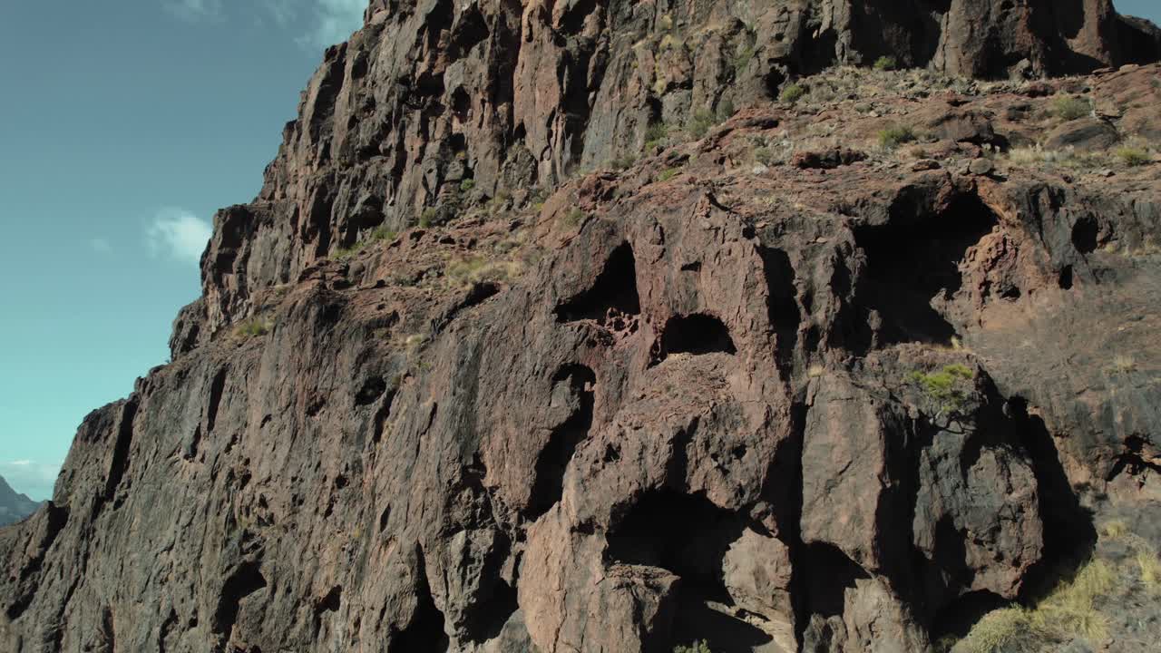 Drone view of Eroded Cliff at Los Azulejos de Veneguera Canary Islands