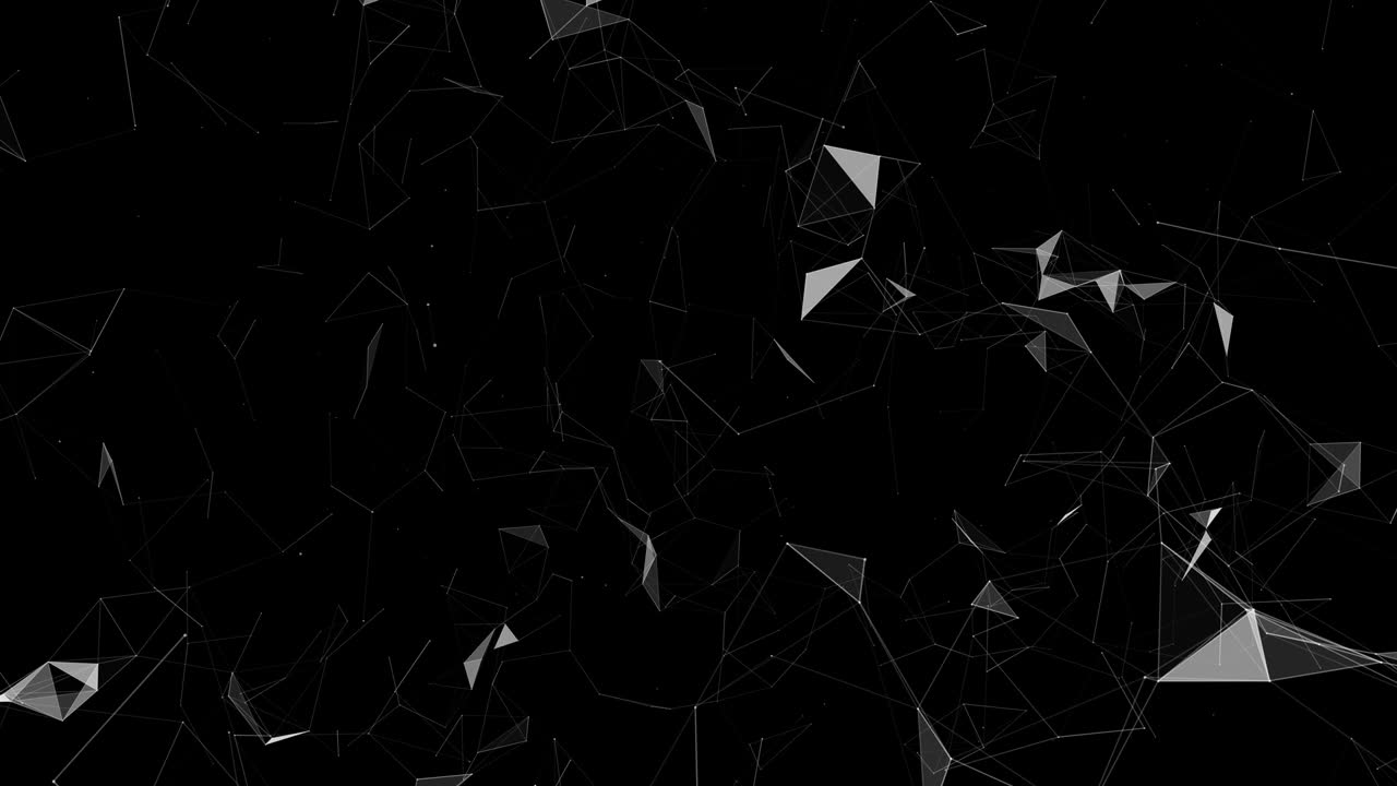 Plexus black and white moving dots and lines geometrical shapes animation Future digital technology Big data Digital Communication Technology Network 4k