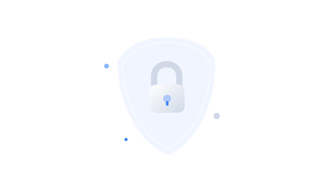Animated Shield Icon with Padlock Symbol for Cybersecurity Concept