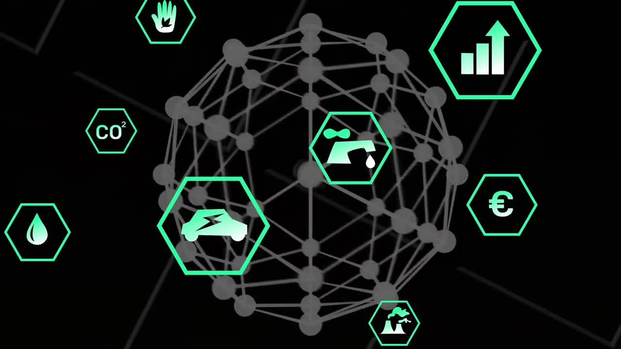 전 세계 연결의 생태 및 녹색 에너지 아이콘의 애니메이션