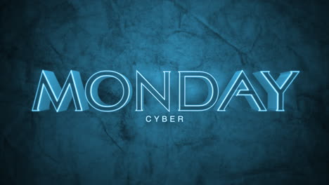 dark monochrome cyber monday text on deep blue gradient