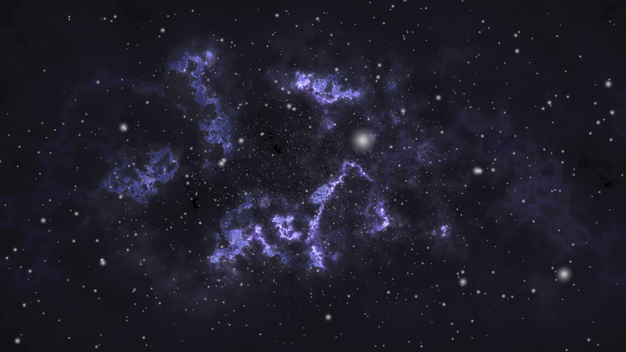 dark universe with moving nebula clouds