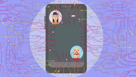 animación de chat en teléfonos inteligentes y redes