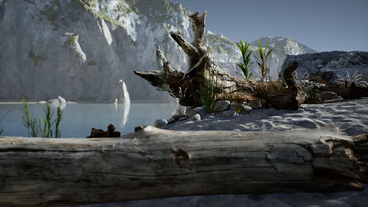 playa de arena blanca cerca de acantilados rocosos en el océano