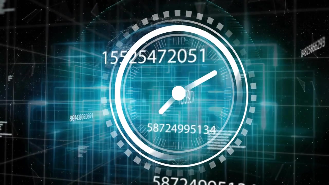 On start bezel rotating and clock hands advancing with numeric codes scrolling to indicate time