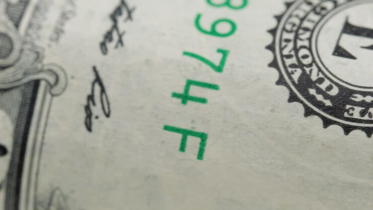Primer plano de un billete de dólar americano doblado girando lentamente