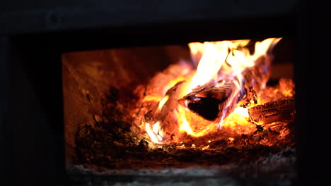 fire burning in an oven