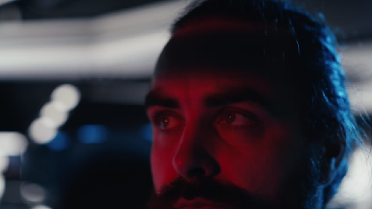 Man doing planet colonization reacts to extraterrestrial presence