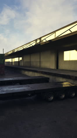 cargo loading area at a shipping port with trailers parked