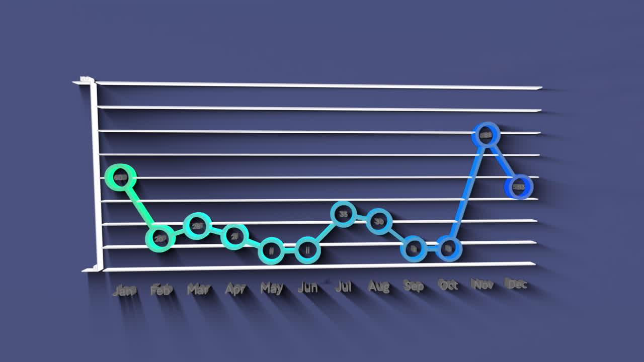 animación del procesamiento de datos con gráfico sobre fondo azul