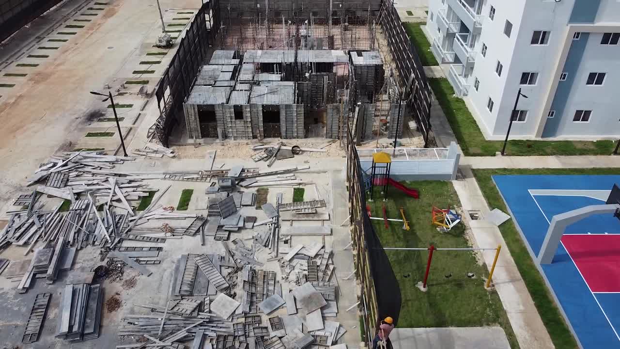 área de construcción residencial desde la vista de drones