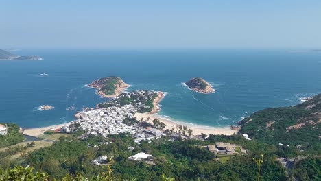 famous beautiful hiking location, shek o village and beach, peak seascape at dragon's back trail, shek o, hong kong