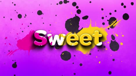 Animation-of-sweet-text-over-colorful-blot