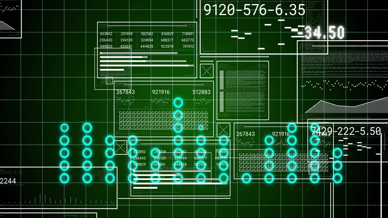 animación del procesamiento de datos digitales en pantallas sobre red