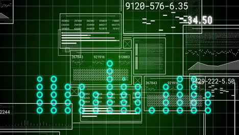 animación del procesamiento de datos digitales en pantallas sobre red