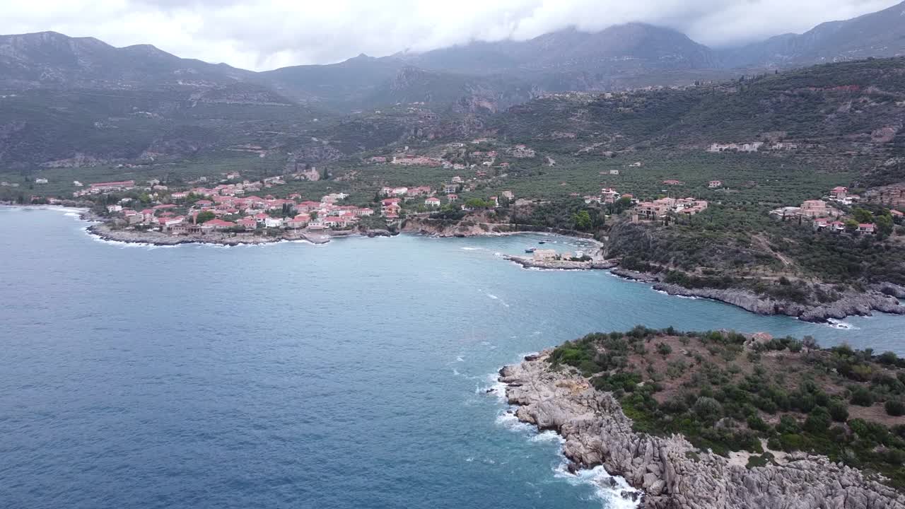 Seaside Town Kardamyli at Messenia, Mani, Peloponnese, Greece - Scenic Aerial
