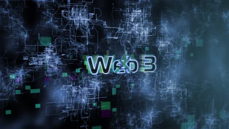 web 3 concept text reveal animation with digital abstract background 3d rendering for blockchain, metaverse, cryptocurrency