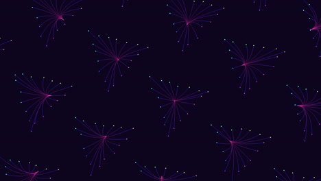 Dynamic and abstract vibrant purple and blue lines explode in circular pattern on black background