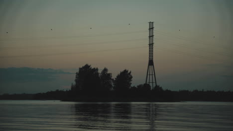 power pole on island taivalluoto at sunset
