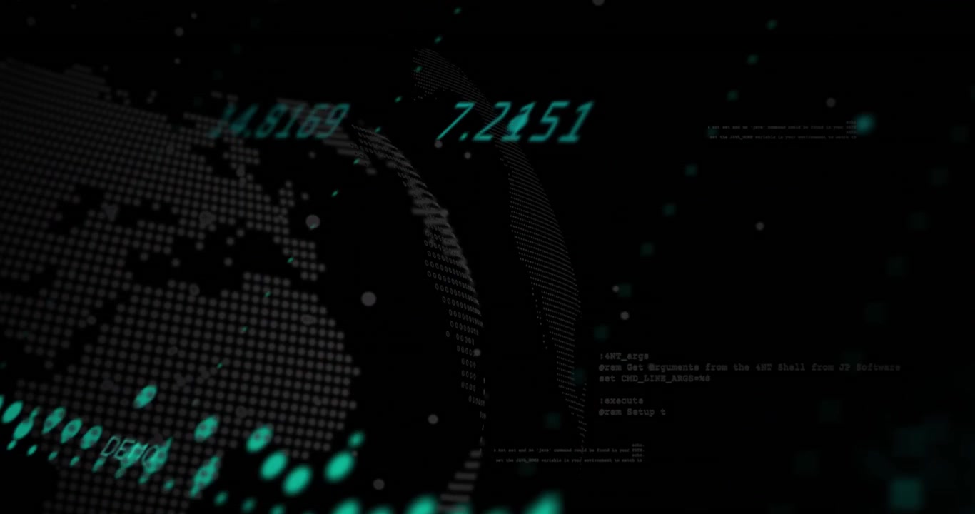 Animazione dell'elaborazione dati su sfondo nero