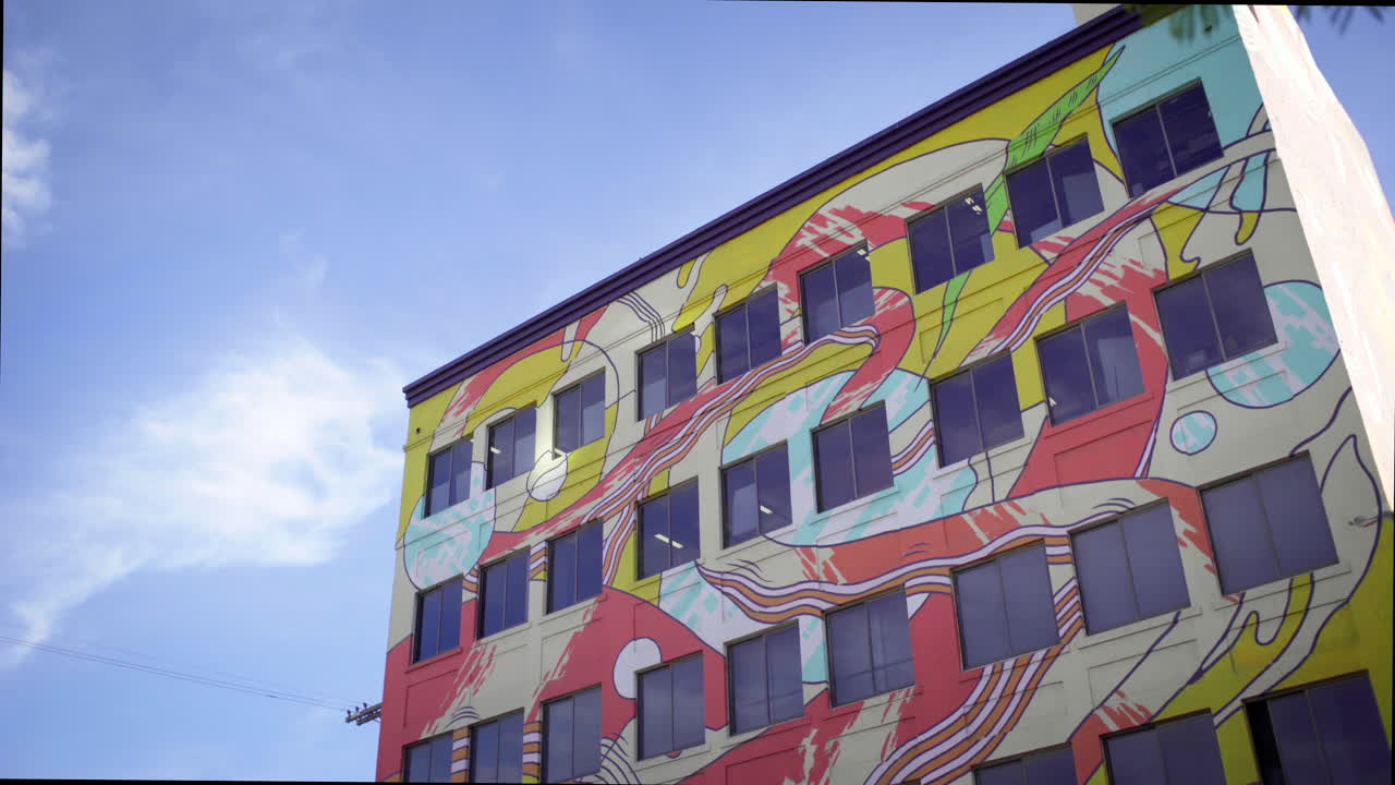 Colorful Urban Building with Abstract Mural Art