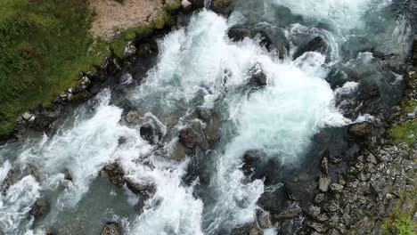 aerial shoot over crystal clear river water