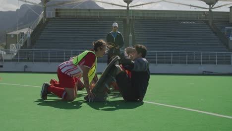 hockey players preparing before a game