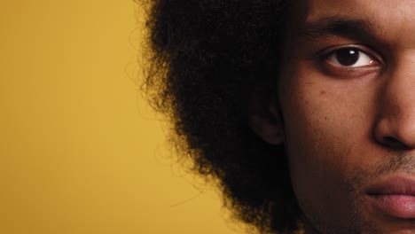 close up portrait of half face of african man