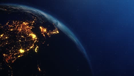 earth's rotation loop with night side city lights