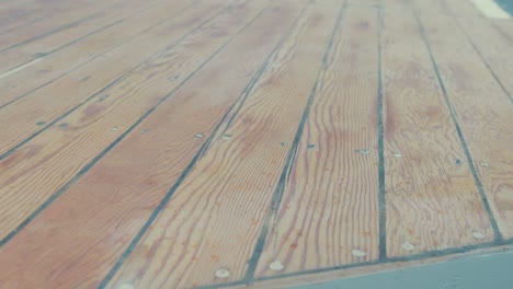 pine roof planks of wooden boat wheelhouse cabin sanded ready for paint