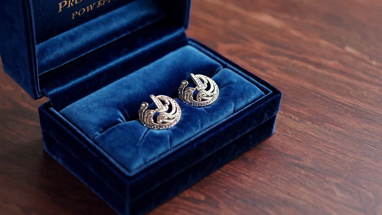 Elegant Silver Earrings in a Blue Velvet Box
