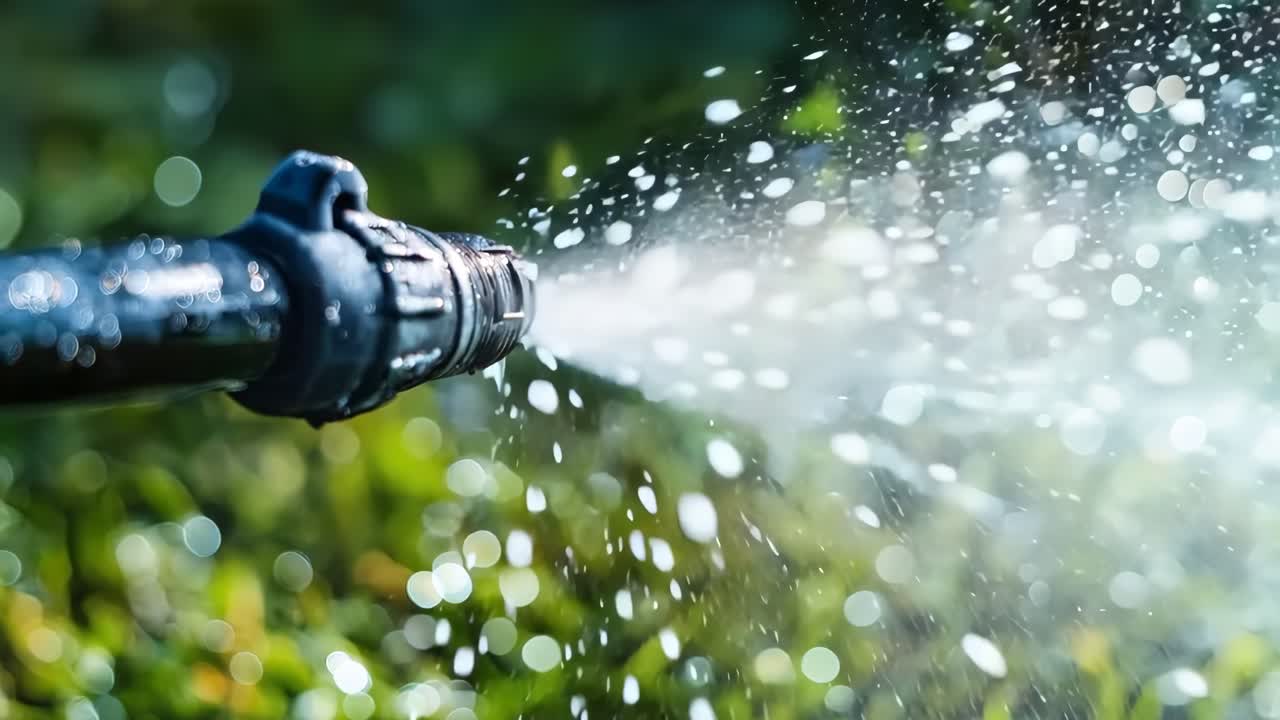 A sprinkler is spraying water on a lawn