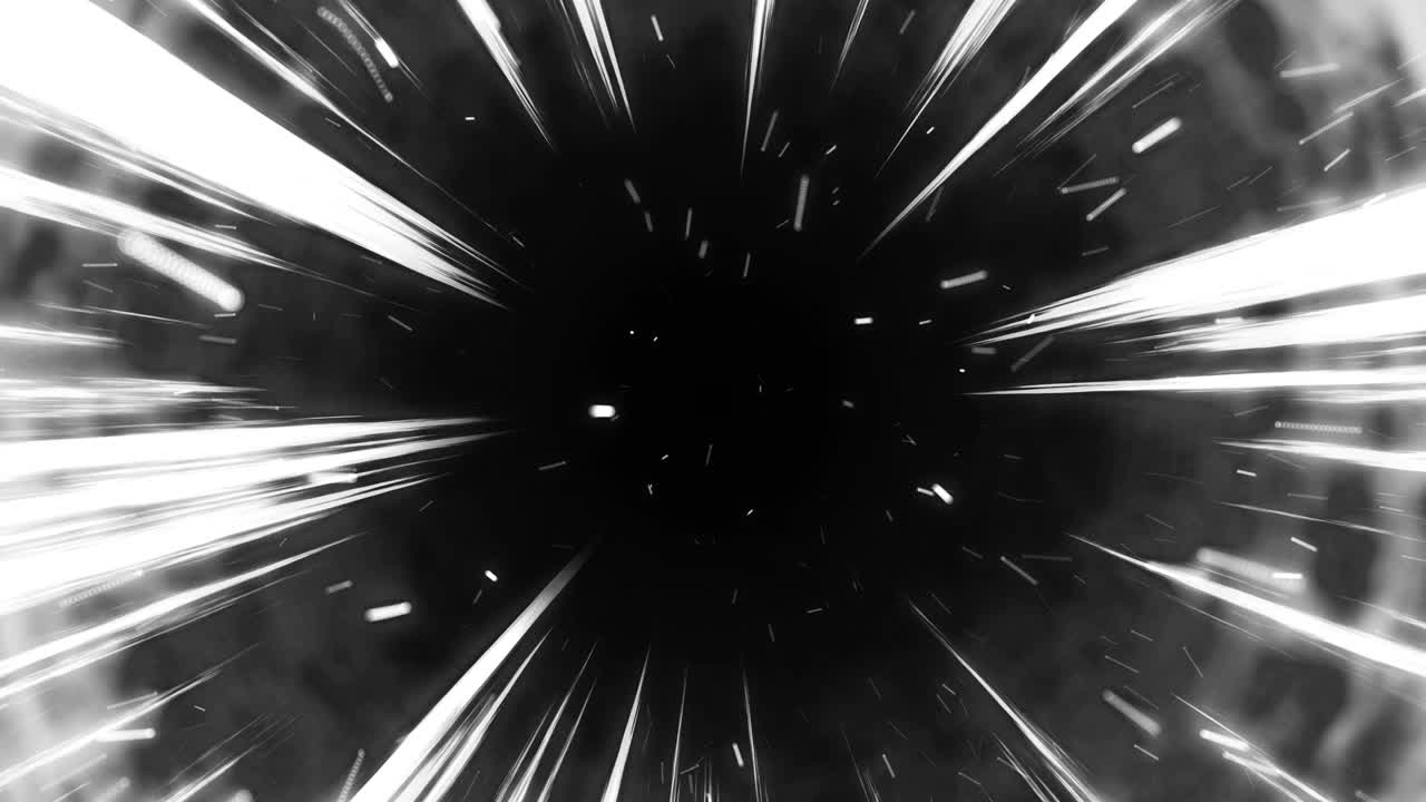 Manga or comic book lines animation. Action speed effects. Light rays, Explosion, Power. Hyper speed warp loop animation. Black and white radial lines.