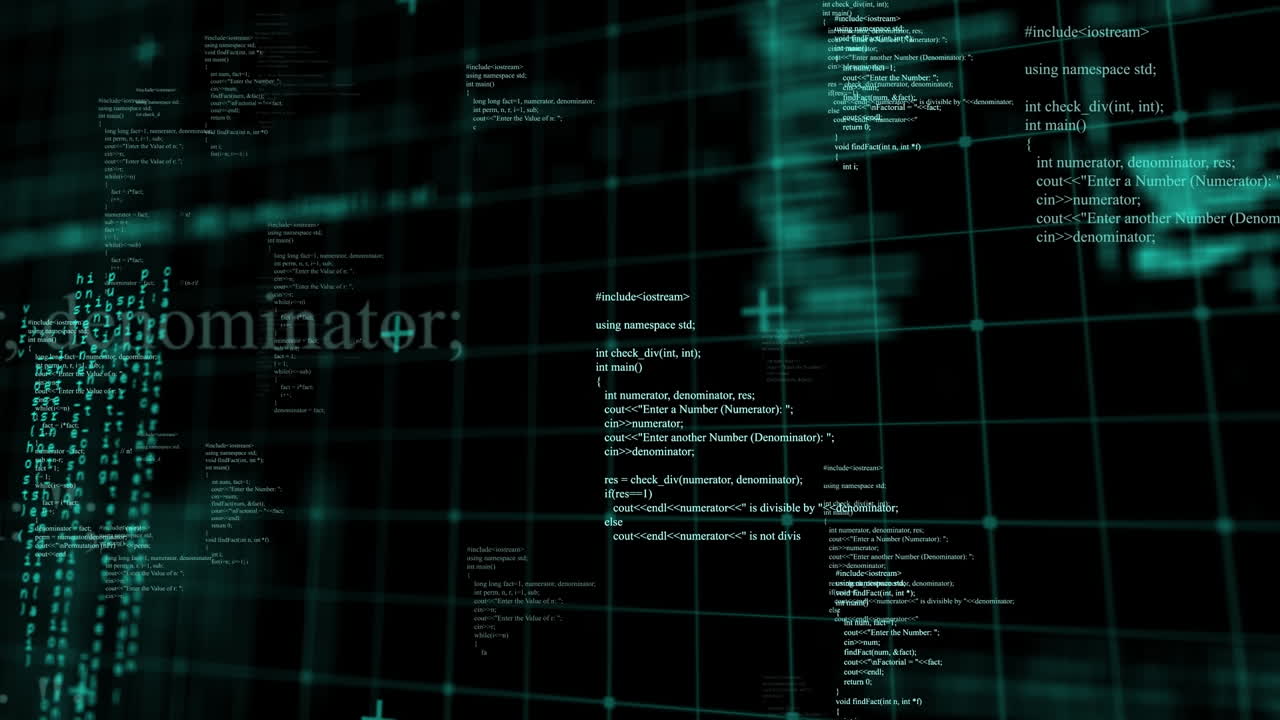 Animation of data processing on black background