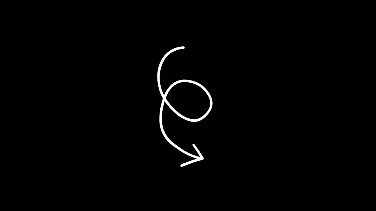Animated White Hand-Drawn Arrows Appearing on Black Background