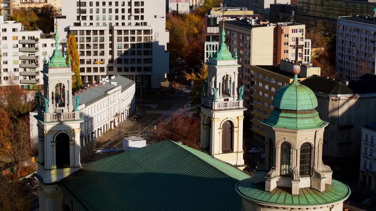 Aerial View of a Church in Warsaw, Poland