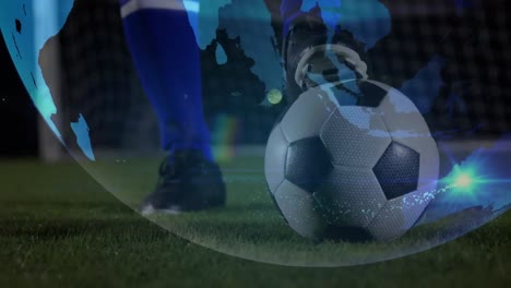 animación de redes de conexiones sobre el jugador de fútbol
