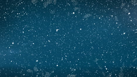 animación digital de nieve cayendo y iconos de copos de nieve flotando contra un fondo azul