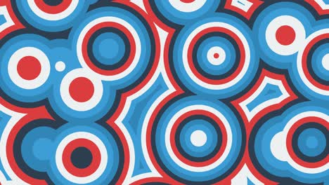 abstract animation of colorful red, blue and white moving round shapes. seamless loop animated background, wallpaper.