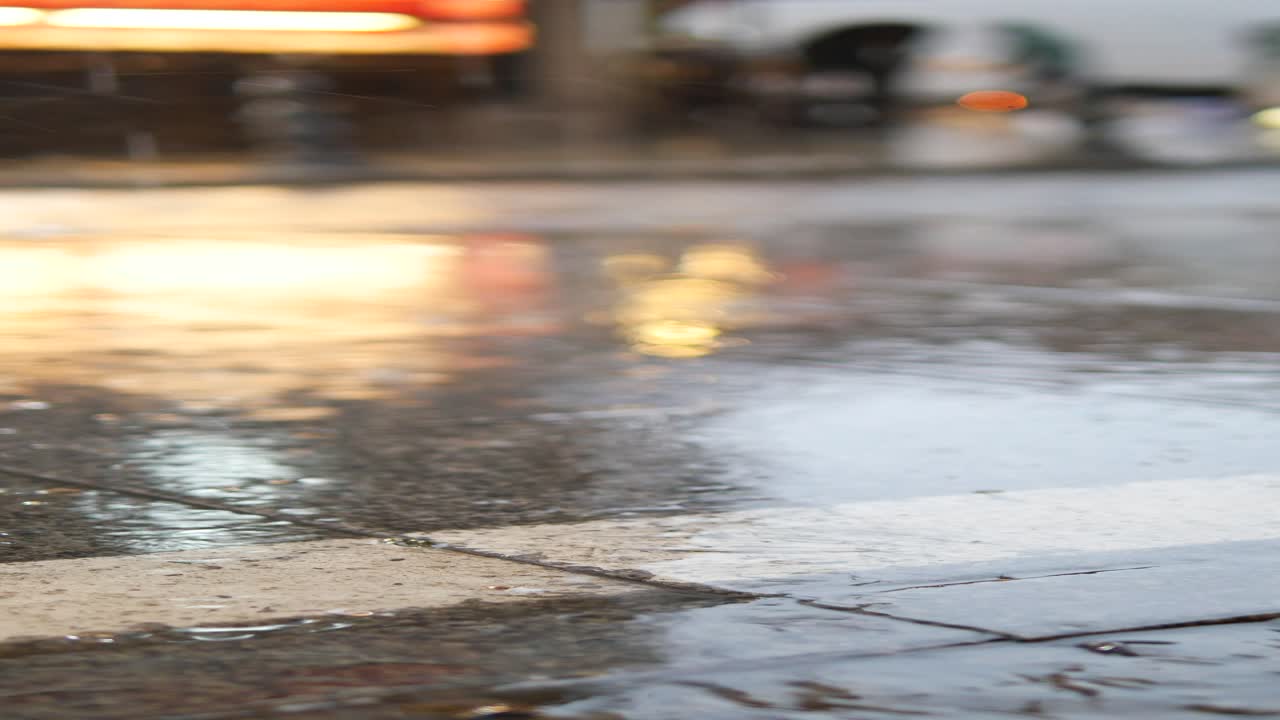 Rainy City Street at Night